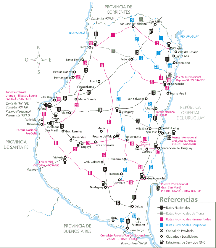 Mapa de la Provincia de Entre Ríos